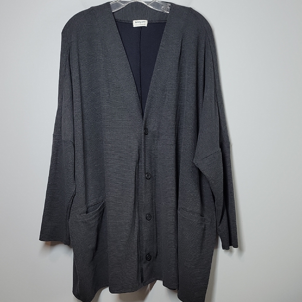Tommy John Zen waffle cardigan gray medium / large